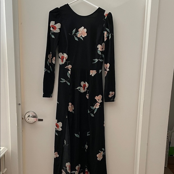 Reformation Vanessa Black Floral Long Sleeve Dress 2 EUC - Picture 2 of 7